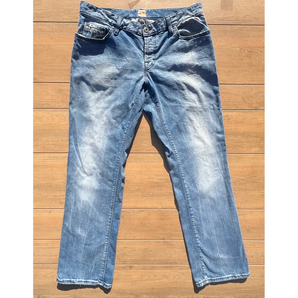 Hugoβ Boss Orange 31 Dew Mens Straight Leg Distressed Blue Jeans 38x32 50203330